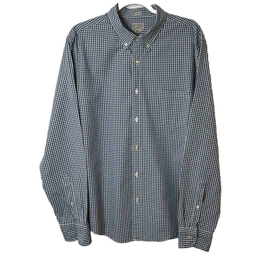 Tailored By J. Crew Shirt Slim Fit Men’s XL Blue Gingham Button Down Long Sleeve
